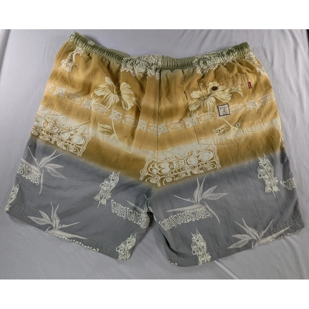 Tommy Bahama Mens Paradise Nation Tiki Swim Trunks XXL Tan Gray‎ Vintage Ombre